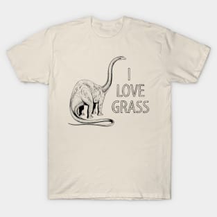 I Love Grass Dinosaur T-Shirt